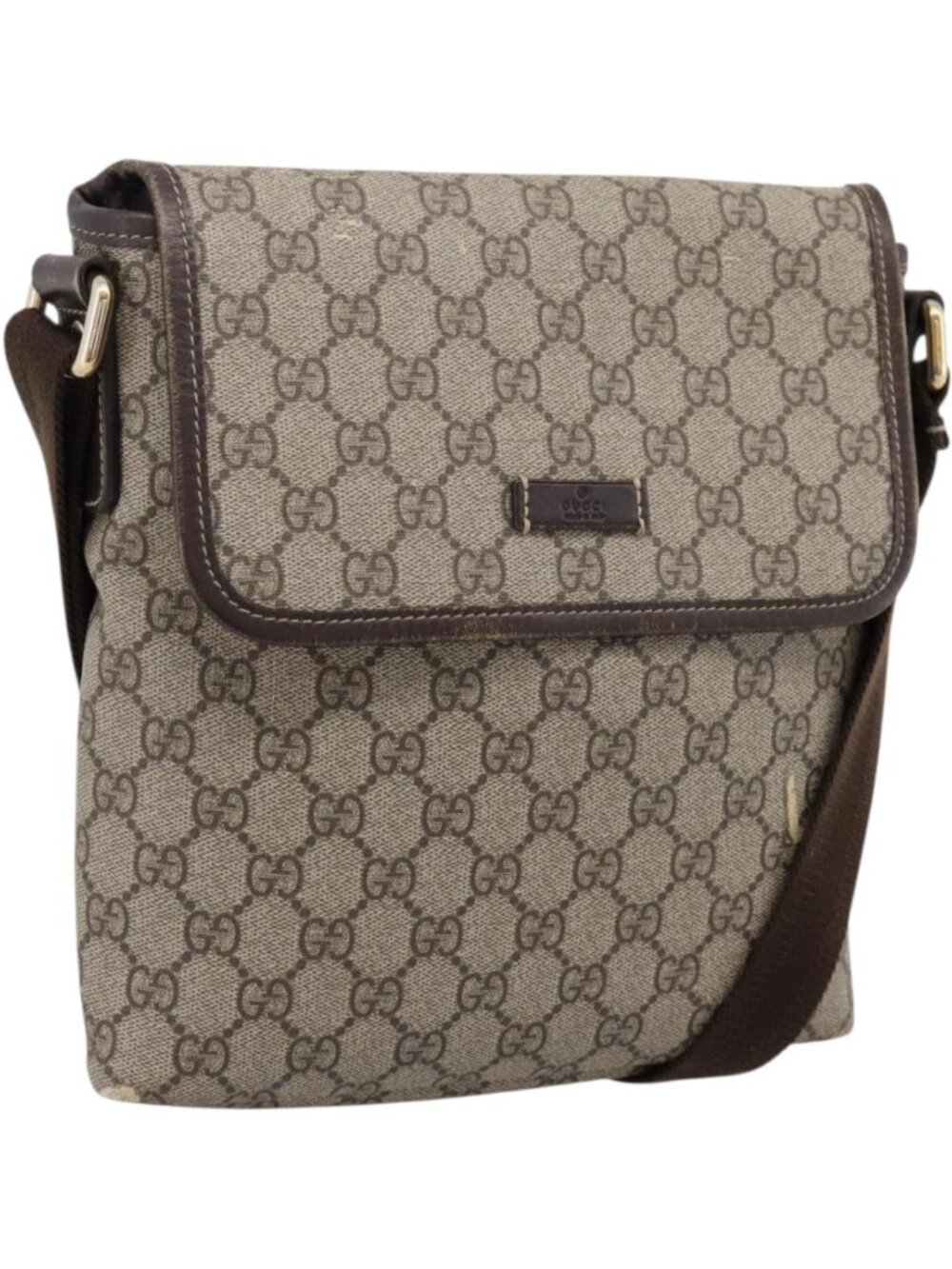GUCCI GG Supreme Shoulder Bag PVC Beige Gold 223666